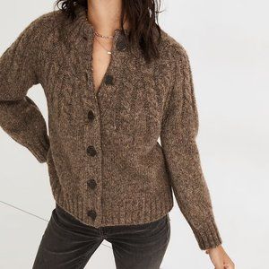 Madewell | Harwood Cableknit Mockneck Cardigan Sweater